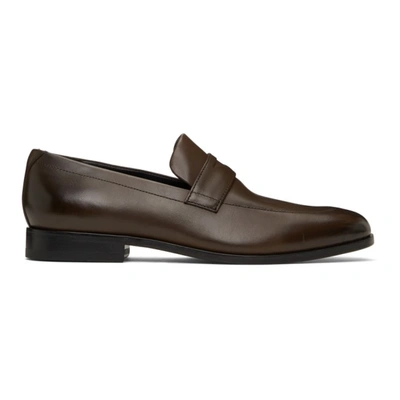 Shop Hugo Leather Ruston Loafers In 202 Dk Brow