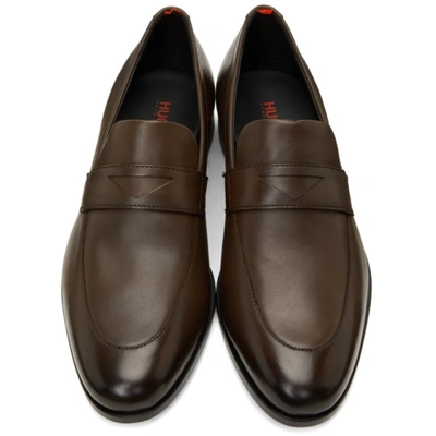 Shop Hugo Leather Ruston Loafers In 202 Dk Brow