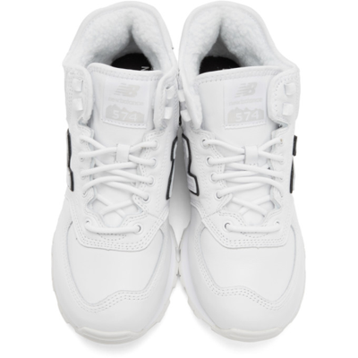 Shop Junya Watanabe Off-white New Balance Edition 'eye' 574 Leather Sneakers In 1 White