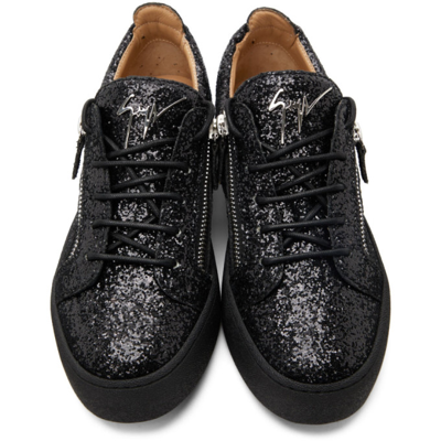 Shop Giuseppe Zanotti Black Glitter Birel Sneakers In Glttnr+nr+n