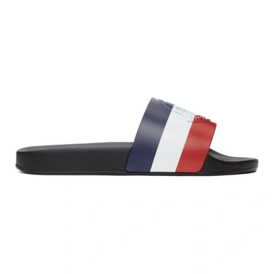 Shop Moncler Multicolor Basile Slides In 998 Blue