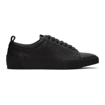 Shop Hugo Black Grained Zero Tennis Sneakers In 1 Black