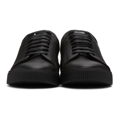 Shop Hugo Black Grained Zero Tennis Sneakers In 1 Black
