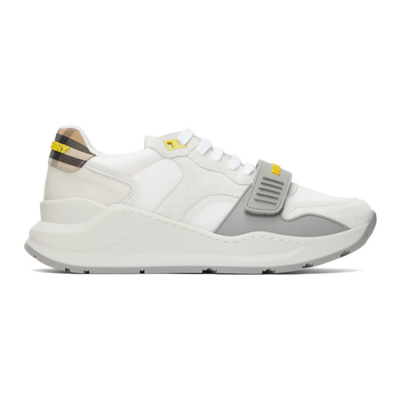 Shop Burberry White & Yellow Ramsey Sneakers In White/archive/yellow