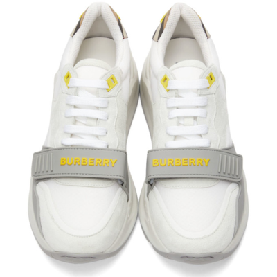 Shop Burberry White & Yellow Ramsey Sneakers In White/archive/yellow