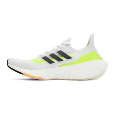 Shop Adidas Originals White & Yellow Ultraboost 21 Sneakers In Wht/blk/yel
