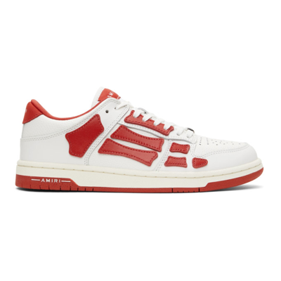 Shop Amiri Skel Top Low Sneakers In White / Red