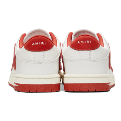 Shop Amiri Skel Top Low Sneakers In White / Red