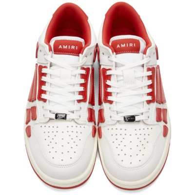 Shop Amiri Skel Top Low Sneakers In White / Red