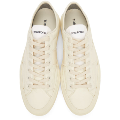 Shop Tom Ford Off-white Nylon Cambridge Low-top Sneakers In U1008 Off White