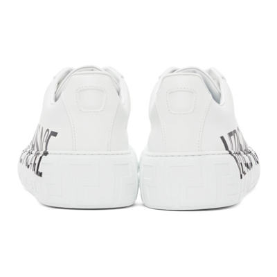 Shop Versace White Logo Greca Low-top Sneakers In D0141 Wht