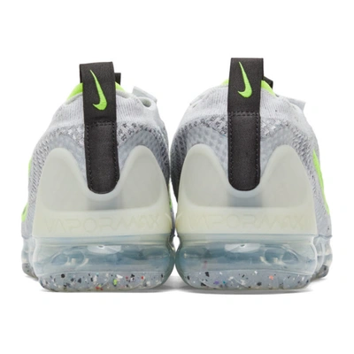 Shop Nike Grey & Green Air Vapormax 2021 Flyknit Sneakers In Grey/blk