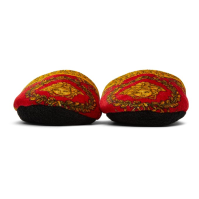 Shop Versace Red & Black I Heart Baroque Slippers In Z7501 Red