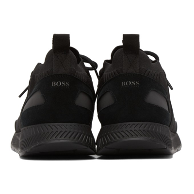 Shop Hugo Boss Black Knitted Sock Trainer Sneakers In 001 - Black