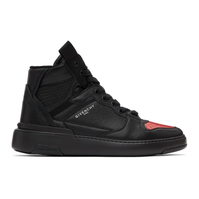 Shop Givenchy Black & Red Wing Hi Sneakers In 009 Blk