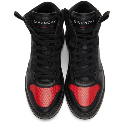 Shop Givenchy Black & Red Wing Hi Sneakers In 009 Blk