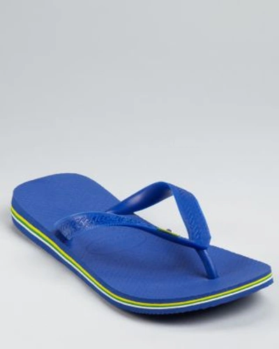 Shop Havaianas Men's Brazil Flip-flops In Marine Blue