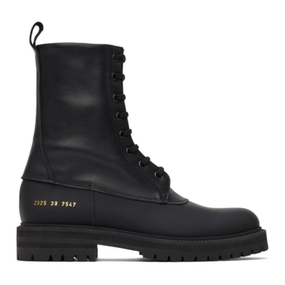 Shop Common Projects Rubber Technical Lace-up Boots In 7547 Black