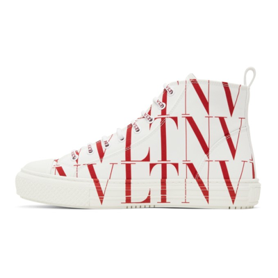 Shop Valentino Vltn Times Giggies High Sneakers In Kr5 Bianco-rouge Pur
