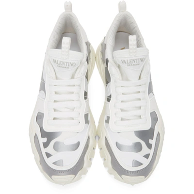 Shop Valentino White & Silver  Garavani Camo Rockrunner Sneakers In 33w Bianco-