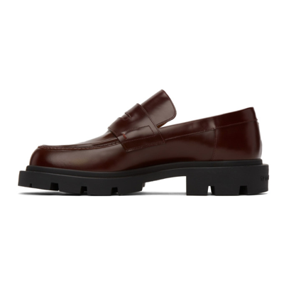 Shop Maison Margiela Brown Bovine Leather Loafers In H8913 Bordeaux / Bla