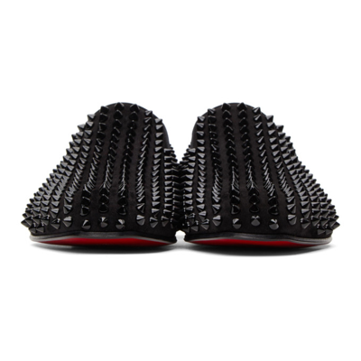 Shop Christian Louboutin Black Suede Dandelion Spikes Flat Loafers In Cm53 Black/black