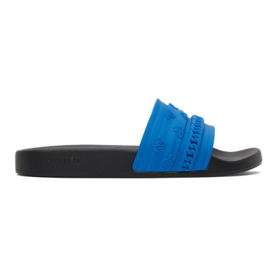 Shop Amiri Bandana Chain Pool Sandals In Black / Blue
