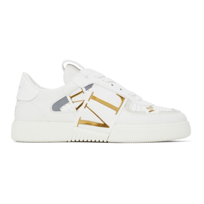 Shop Valentino Leather Vl7n With Bands Low Sneakers In V22 Bianco/bia-antiq