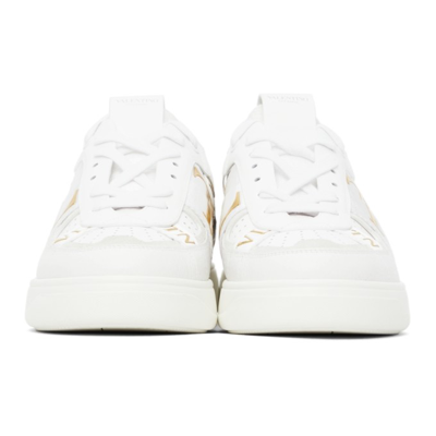 Shop Valentino Leather Vl7n With Bands Low Sneakers In V22 Bianco/bia-antiq