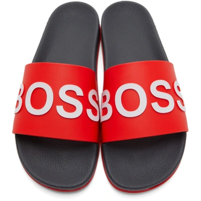 Shop Hugo Boss Red Bay Slides