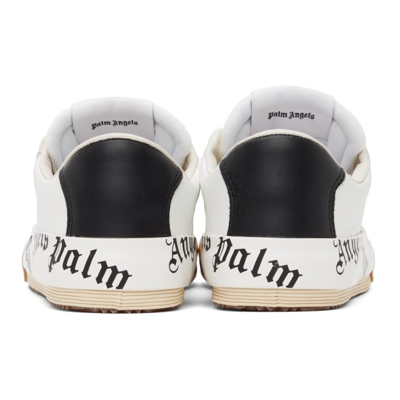 Shop Palm Angels Black & White Vulcanized Sneakers In White Blac