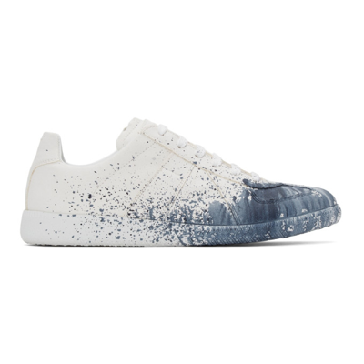 Shop Maison Margiela White Paint Drop Replica Sneakers In H8868 White/ Variant