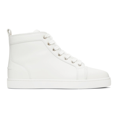 Shop Christian Louboutin White Louis Flat High-top Sneakers In Wh01 White
