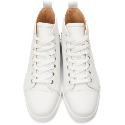 Shop Christian Louboutin White Louis Flat High-top Sneakers In Wh01 White