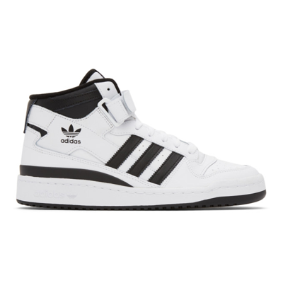 Shop Adidas Originals Black & White Forum Mid Sneakers In Ftwr White/core Blac