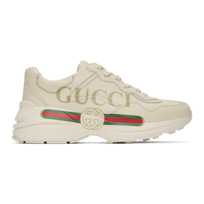 Shop Gucci Off-white Rhyton Sneakers In 9522 Ivoire