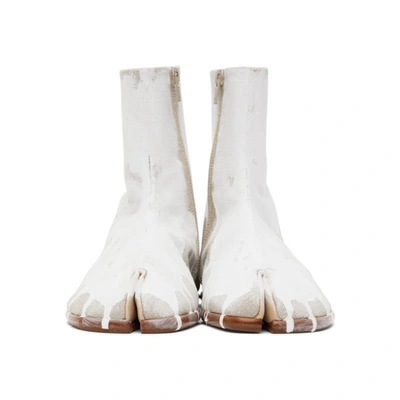 Shop Maison Margiela Off-white Bianchetto Flat Tabi Boots In H8545 White