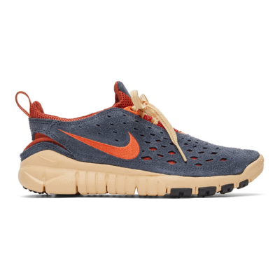 Shop Nike Navy & Orange Free Run Trail Sneakers In 400 Thunder Blue/ora