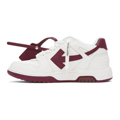 Shop Off-white White & Burgundy Out Of Office Sneakers In White Violet
