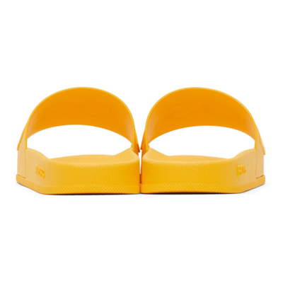 Shop Hugo Boss Yellow Bay Slides In 721 - Medium Yellow