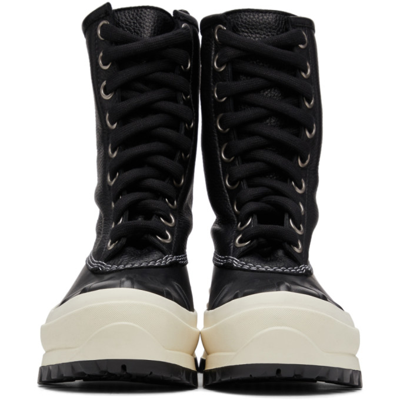 Jil Sander Black Lace-up Boots With Contrasting Sole