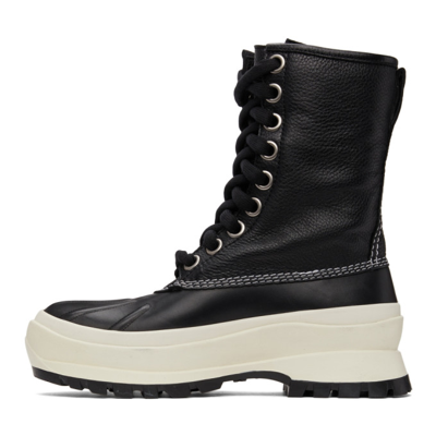 Jil Sander Black Lace-up Boots With Contrasting Sole