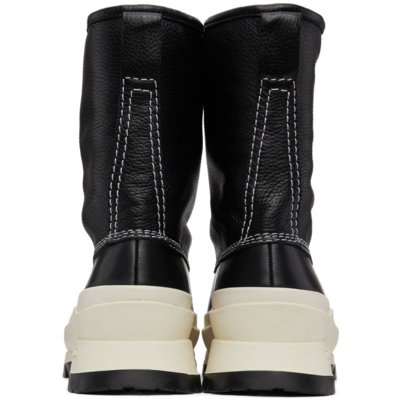 Jil Sander Black Lace-up Boots With Contrasting Sole