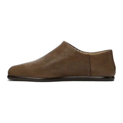 Shop Maison Margiela Brown Slip-on Tabi Loafers In H8555 Tdm / Ecru / G