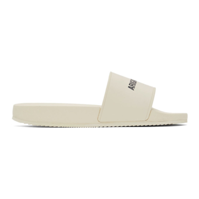 beige balenciaga pool slides