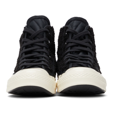 Shop Converse Black Sherpa Chuck 70 Varsity Hisneakers In Black/black/egret