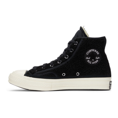 Shop Converse Black Sherpa Chuck 70 Varsity Hisneakers In Black/black/egret
