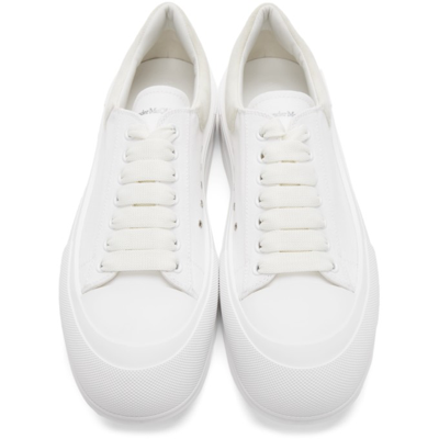 Shop Alexander Mcqueen White Deck Lace-up Plimsoll In 9000 White/white/whi