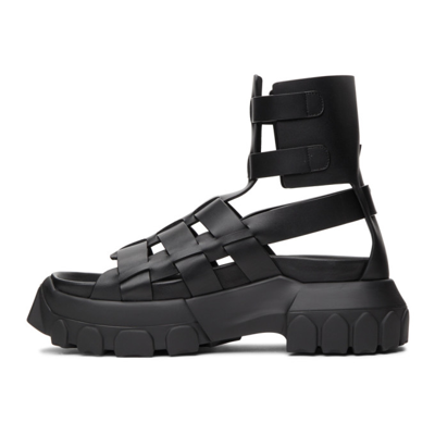 Shop Rick Owens Black Hiking Tractor Sandals In 99 Black