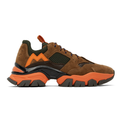 Shop Moncler Kids Khaki & Orange Leave No Trace Sneakers In 280 Orange